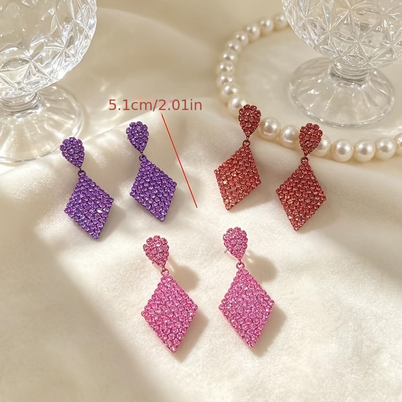 Geometric Square Colored Earrings, Party Accessories